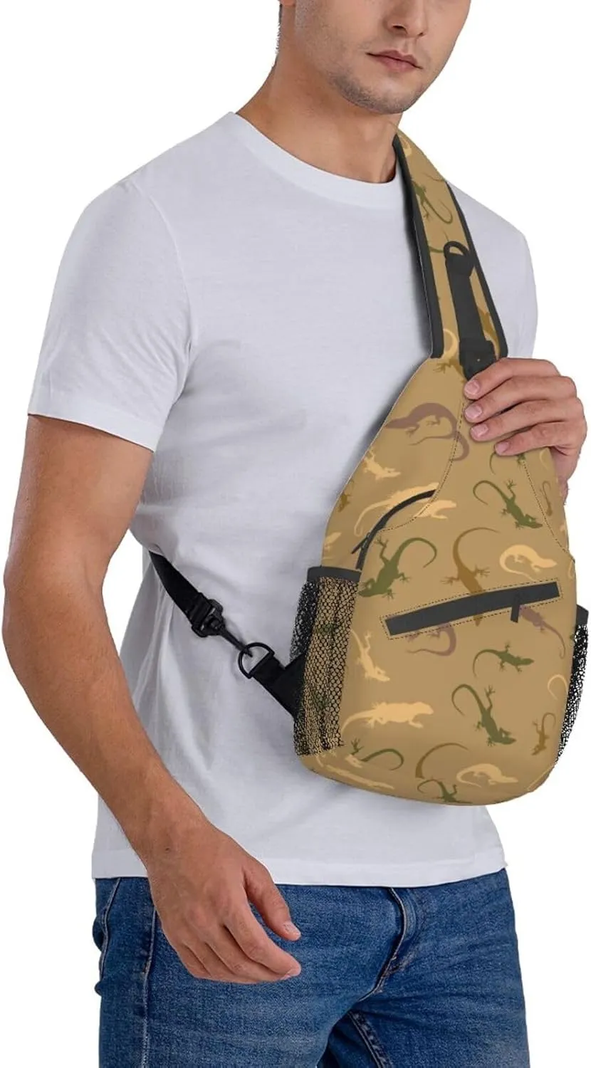 Chameleon Shoulder Bag Lizard Sling Backpack Daypack Casual Backpack Hiking Bag Cute Backpack Bag