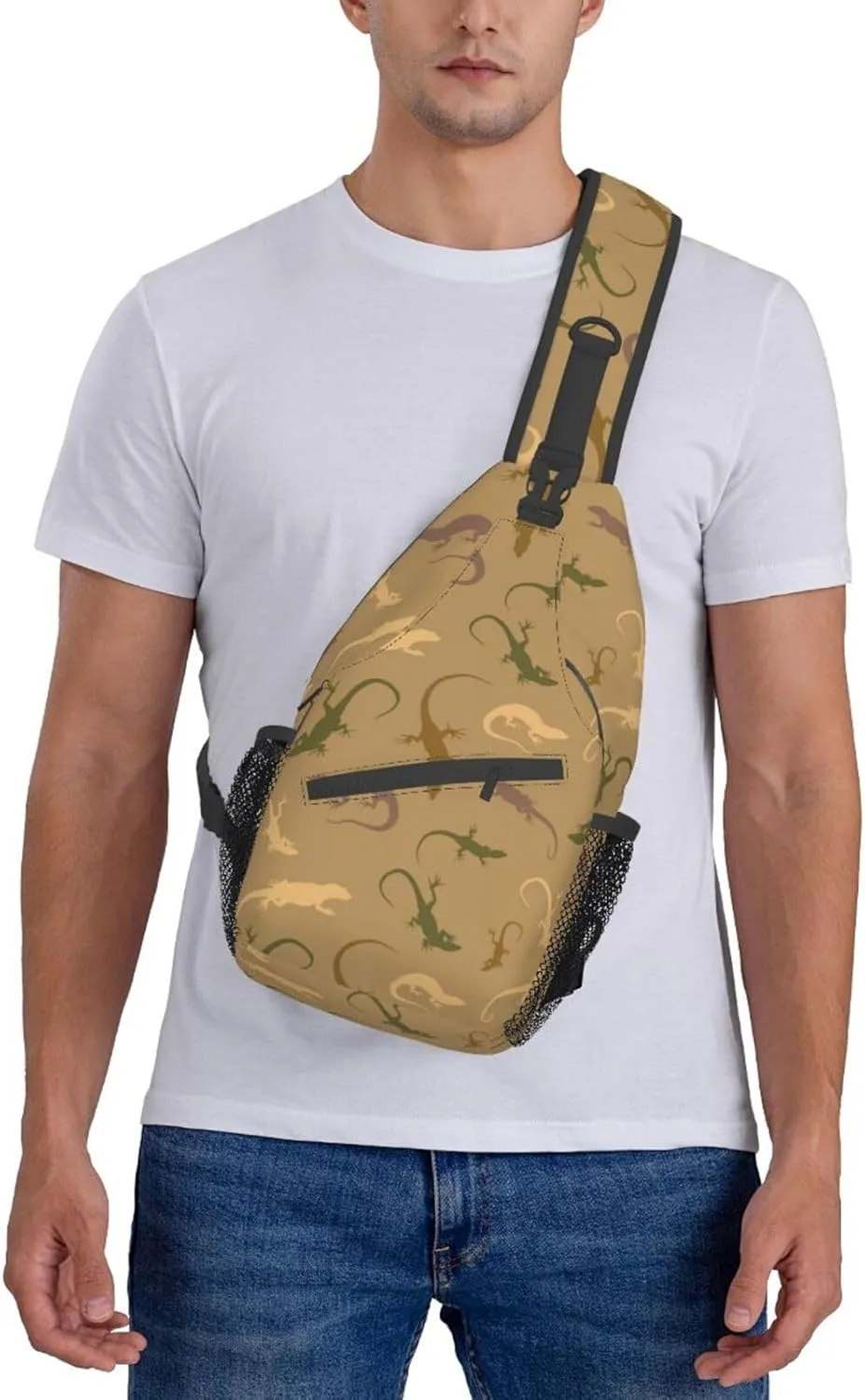 Chameleon Shoulder Bag Lizard Sling Backpack Daypack Casual Backpack Hiking Bag Cute Backpack Bag