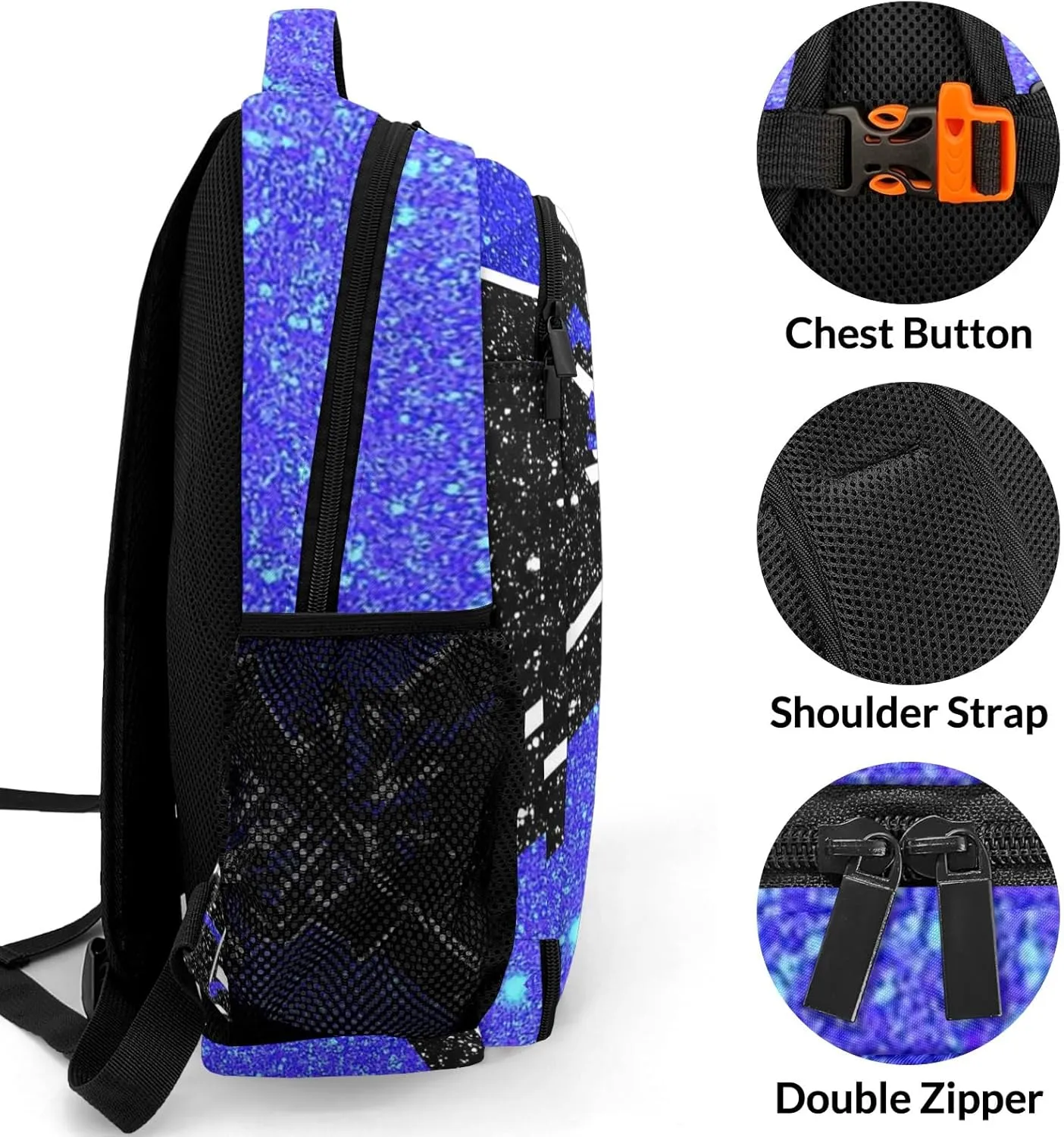Cheer Cheerleader Backpack Cheerleading Bags Custom Name Book Bag for Cheer Team Coaches Gift (Klein Blue)