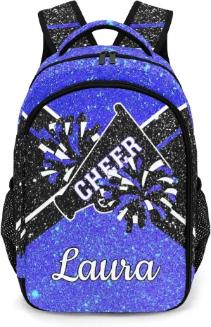 Cheer Cheerleader Backpack Cheerleading Bags Custom Name Book Bag for Cheer Team Coaches Gift (Klein Blue)