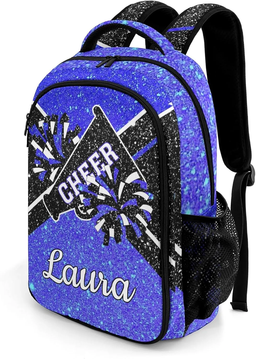 Cheer Cheerleader Backpack Cheerleading Bags Custom Name Book Bag for Cheer Team Coaches Gift (Klein Blue)