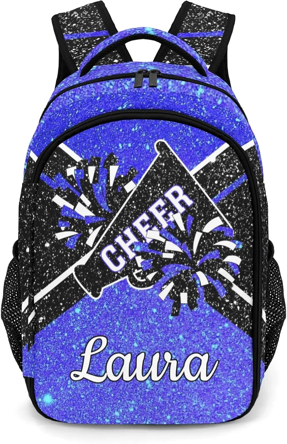 Cheer Cheerleader Backpack Cheerleading Bags Custom Name Book Bag for Cheer Team Coaches Gift (Klein Blue)