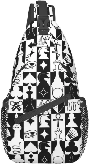 Chess Sling Backpack Chest Bag Crossbody Shoulder Bag Gym Cycling Travel Hiking Daypack For Men Women