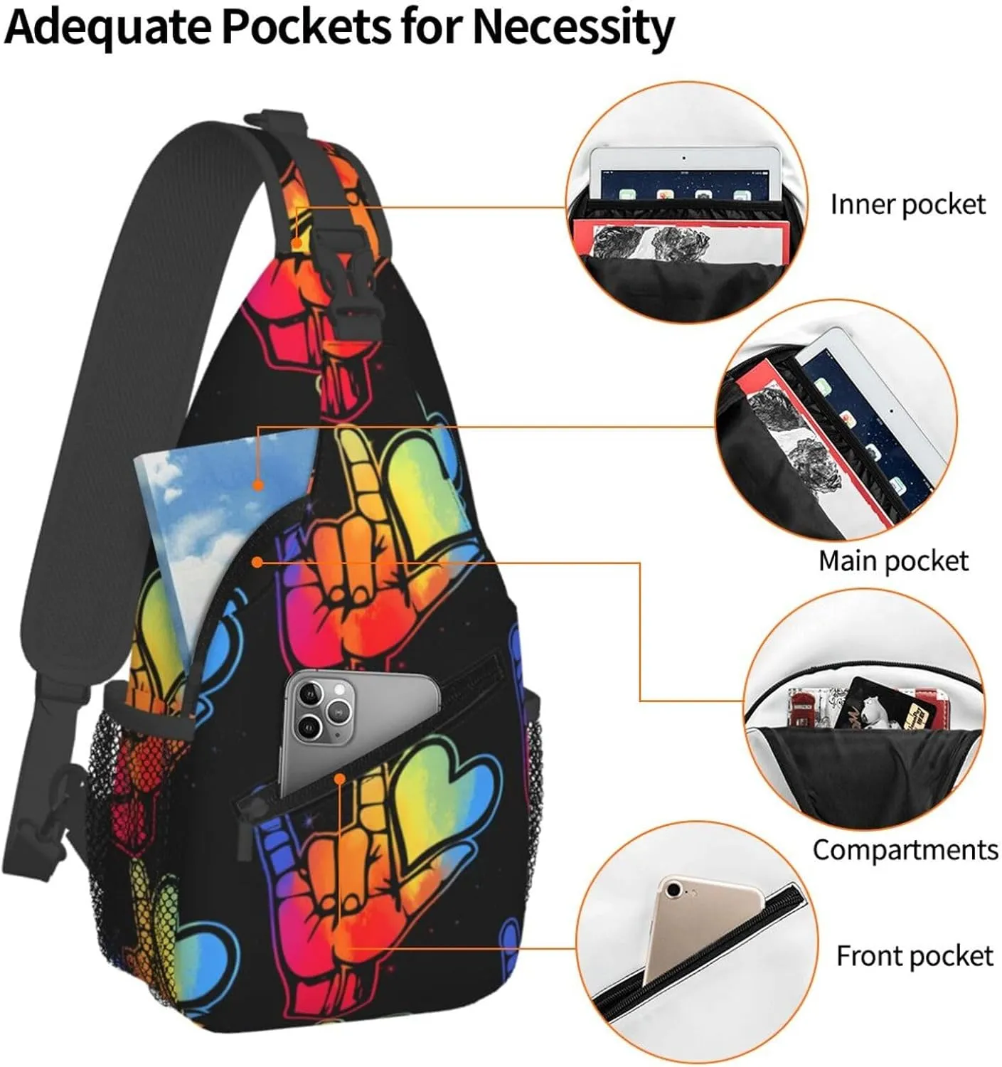 Chest Sling Bag Crossbody Shoulder Backpack Bag Gym Cycling Travel Hiking Daypack Cross Bag