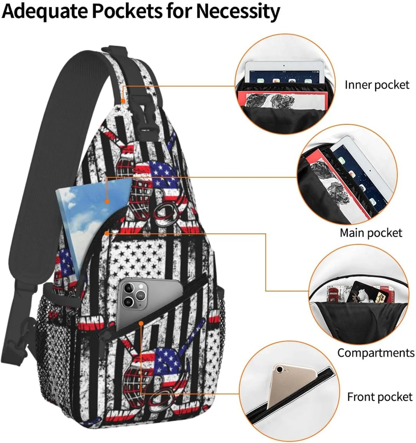 Chest Sling Bag Crossbody Shoulder Backpack Bag Gym Cycling Travel Hiking Daypack Cross Bag