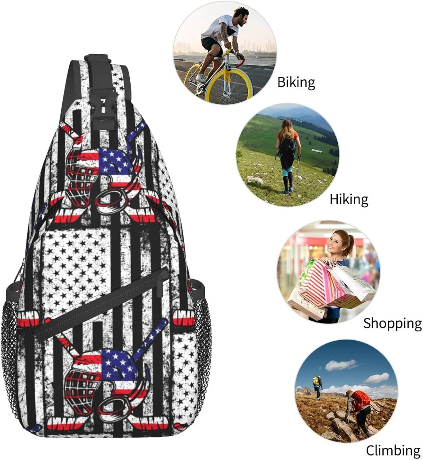 Chest Sling Bag Crossbody Shoulder Backpack Bag Gym Cycling Travel Hiking Daypack Cross Bag