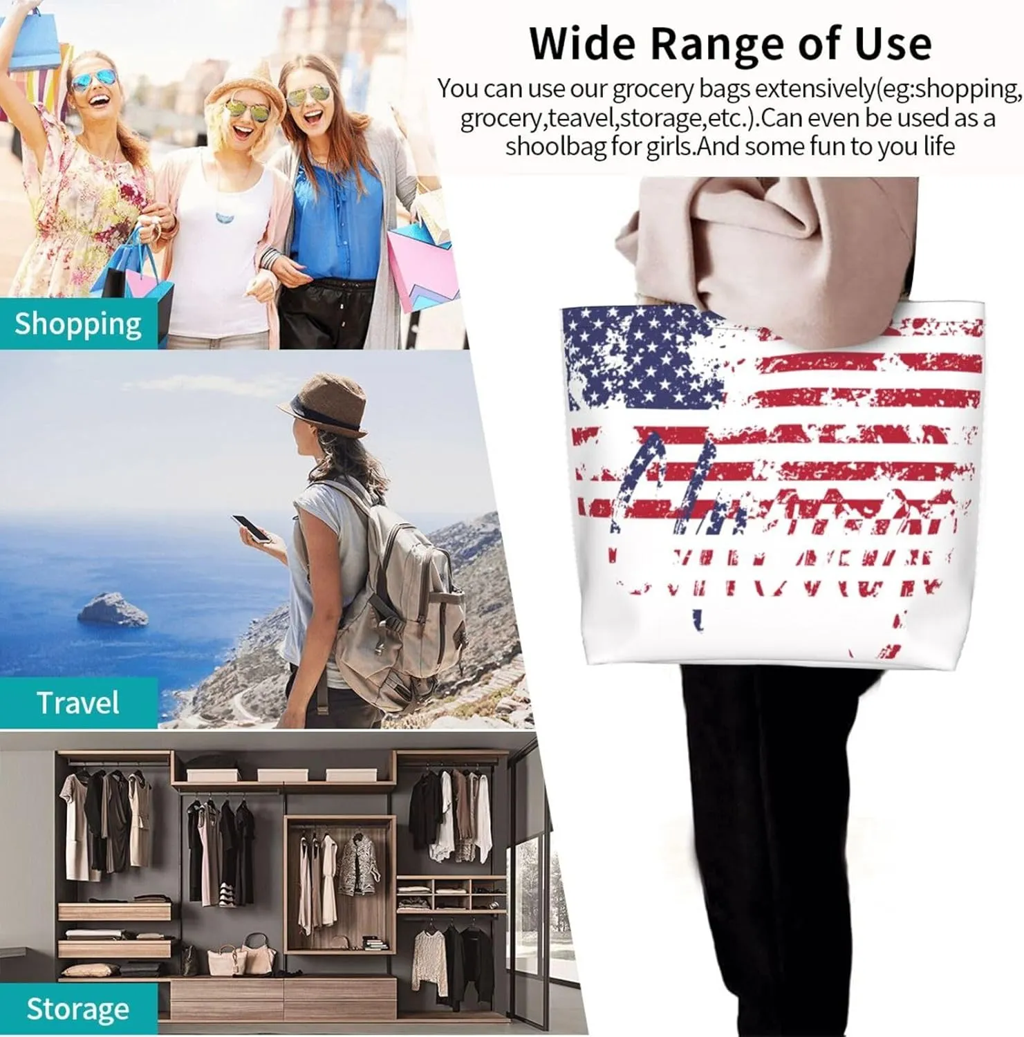 Chicago Canvas Tote Bag Chicago Flag Shoulder Bag Handbag Flag Casual Chicago Grocery Bags for Outdoors