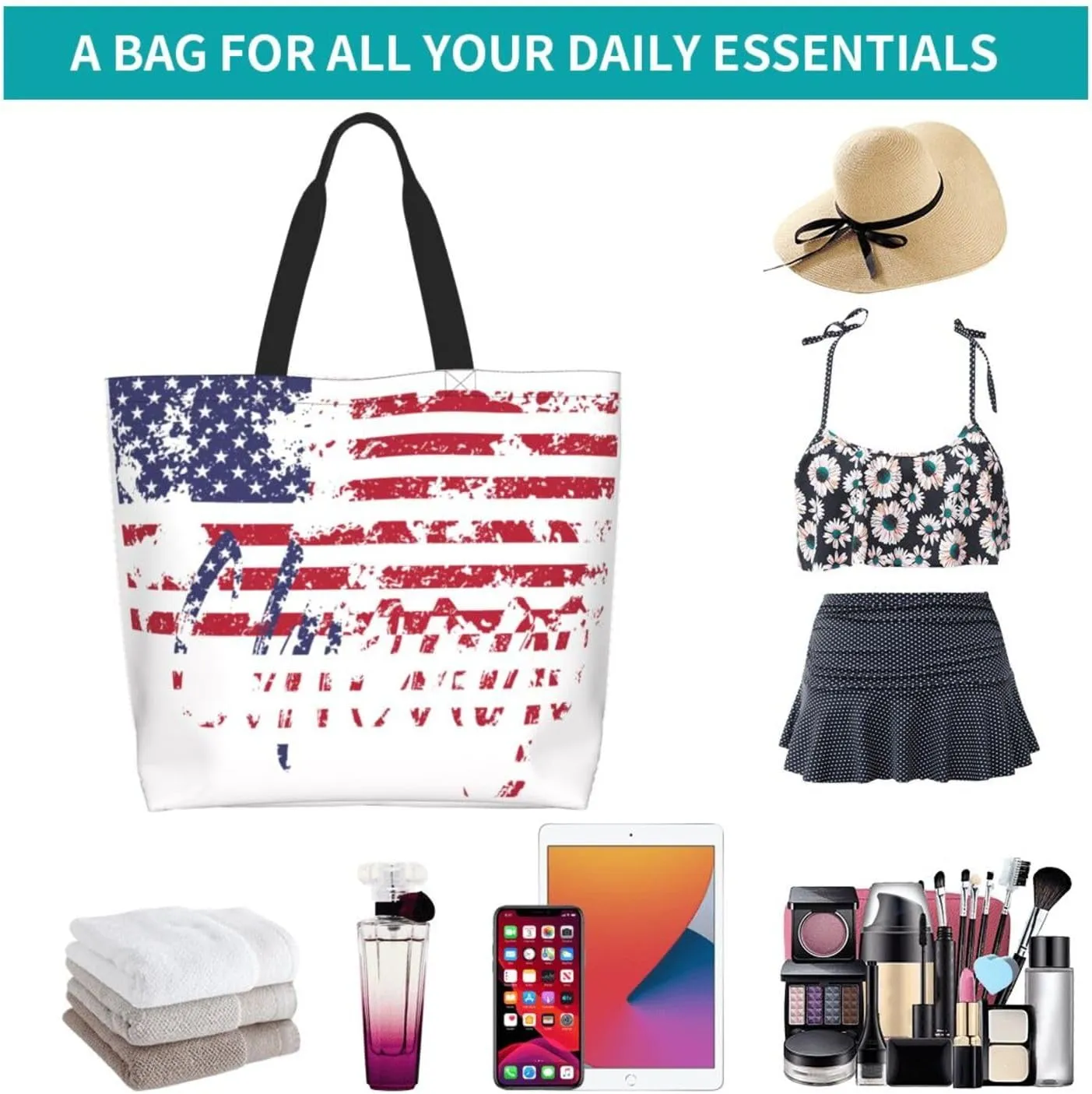Chicago Canvas Tote Bag Chicago Flag Shoulder Bag Handbag Flag Casual Chicago Grocery Bags for Outdoors
