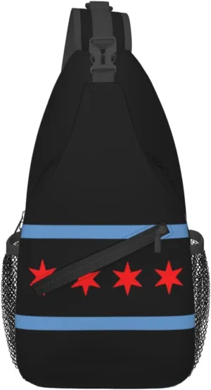 Chicago Shoulder Bag Chicago Flag Sling Backpack Daypack Casual Bag Chicagoan Backpack Bag for Outdoor