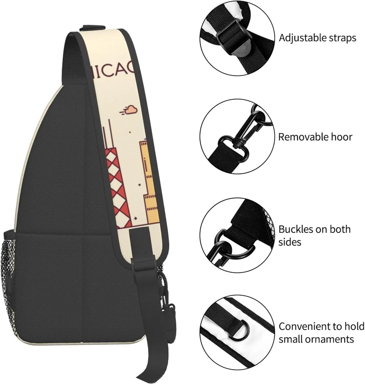 Chicago Shoulder Bag Chicago Flag Sling Backpack Daypack Casual Bag Chicagoan Backpack Bag for Outdoor