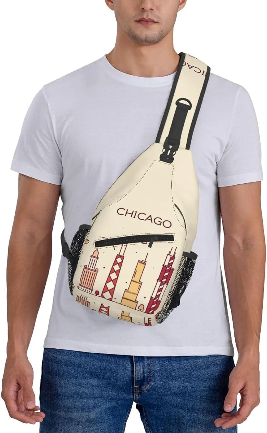 Chicago Shoulder Bag Chicago Flag Sling Backpack Daypack Casual Bag Chicagoan Backpack Bag for Outdoor