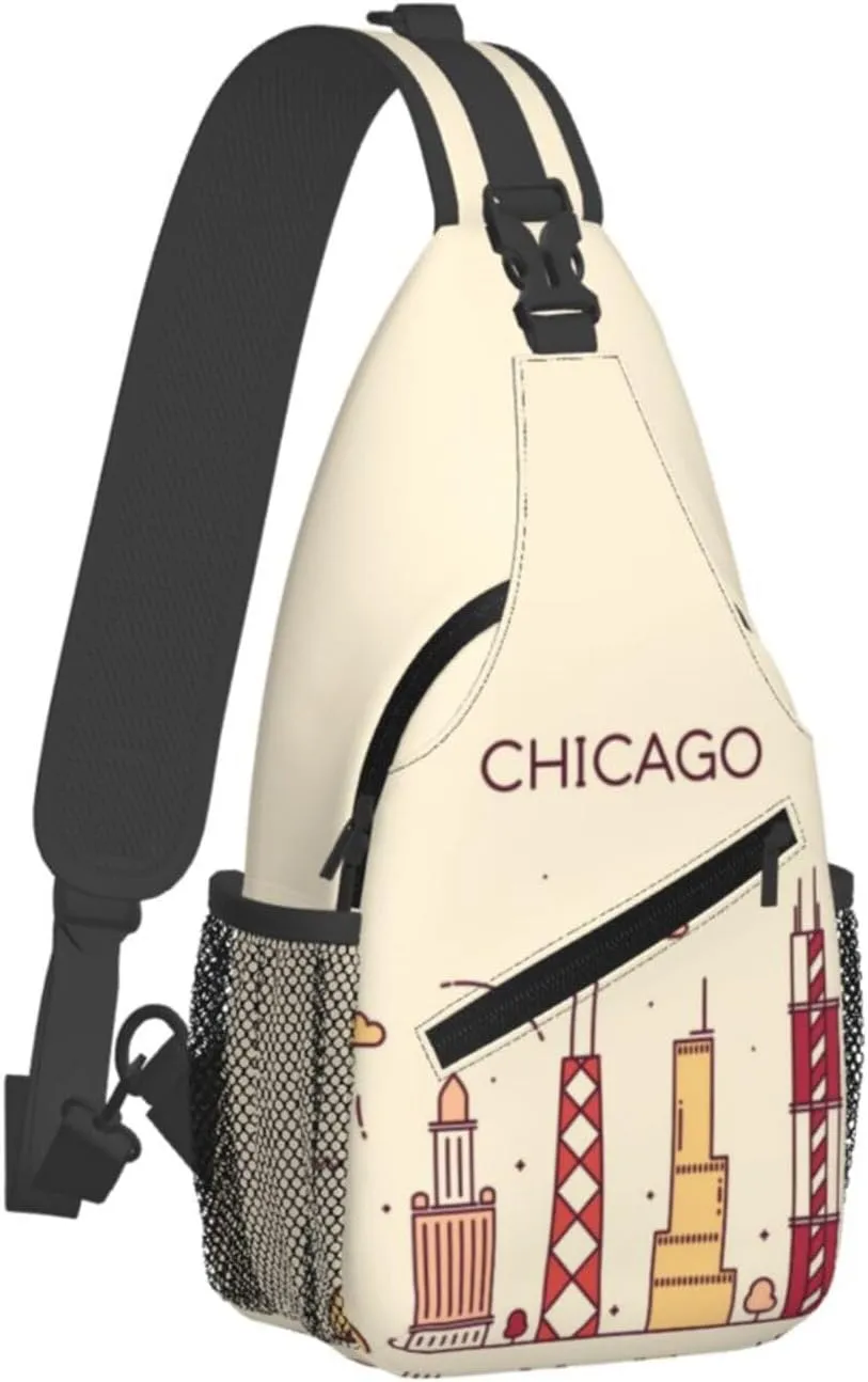 Chicago Shoulder Bag Chicago Flag Sling Backpack Daypack Casual Bag Chicagoan Backpack Bag for Outdoor