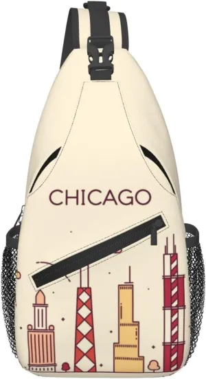 Chicago Shoulder Bag Chicago Flag Sling Backpack Daypack Casual Bag Chicagoan Backpack Bag for Outdoor