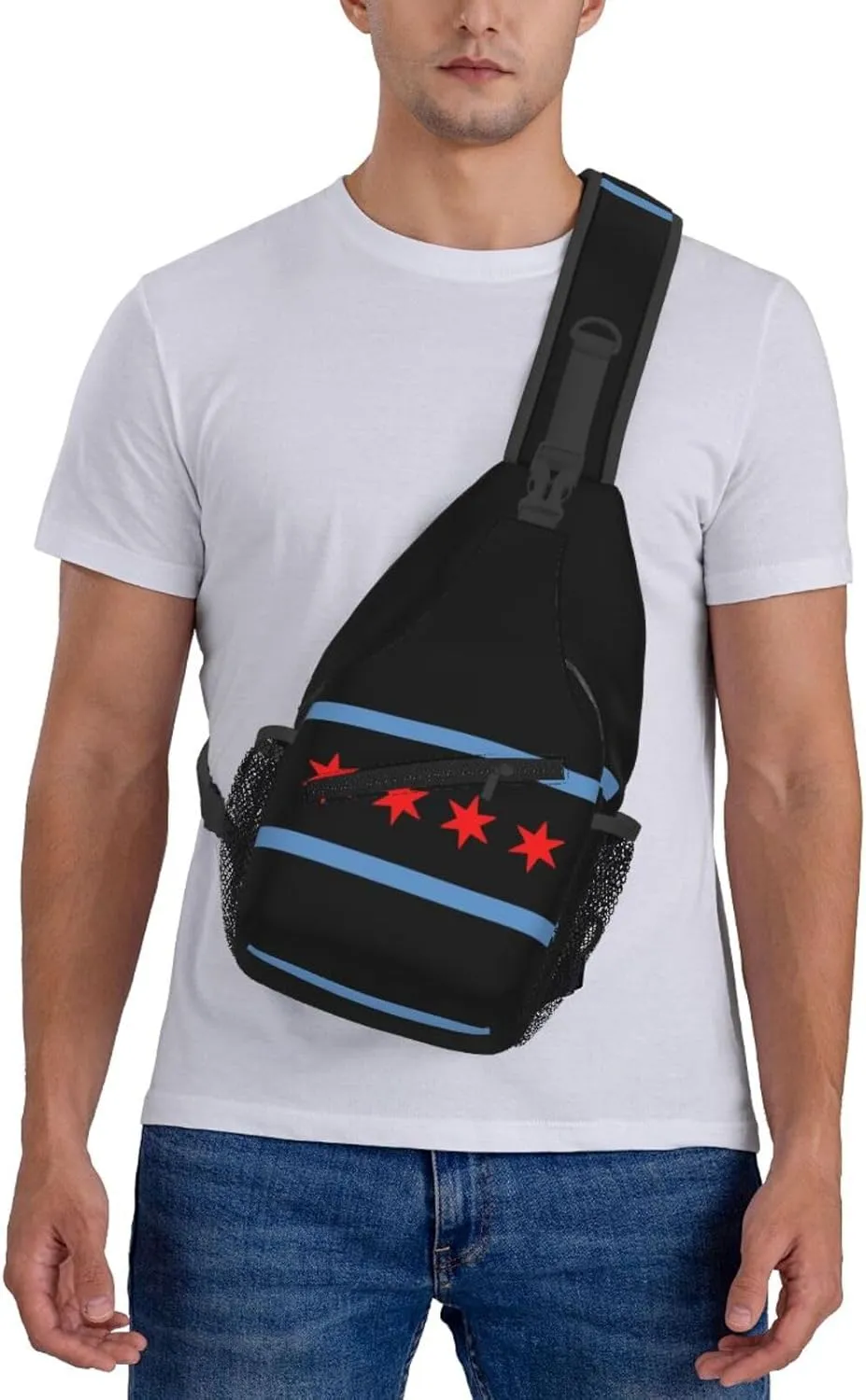 Chicago Shoulder Bag Chicago Flag Sling Backpack Daypack Casual Bag Chicagoan Backpack Bag for Outdoor