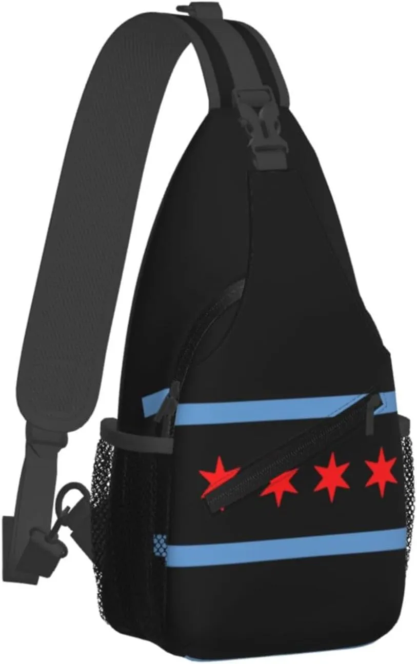 Chicago Shoulder Bag Chicago Flag Sling Backpack Daypack Casual Bag Chicagoan Backpack Bag for Outdoor