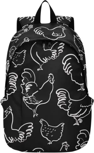 Chicken Rooster Laptop Backpack Travel Hiking Camping Work Computer Back Packs Book Bags for Women Men