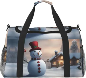 christmas snowman 3 Print Everyday Use Travel Duffle Bag Large Capacity Travel Bag Stylish Functional Bag