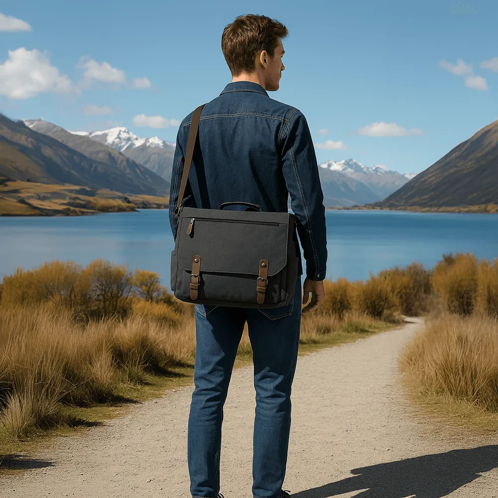 Classic Canvas Messenger Bag | 15 Inch Laptop Satchel