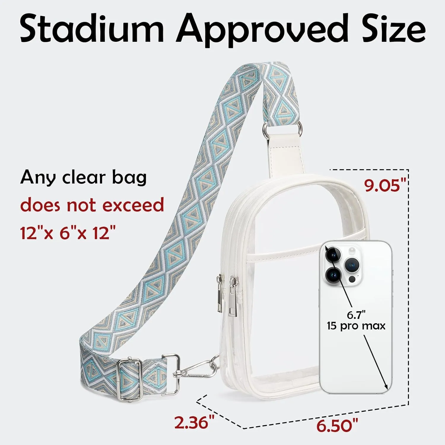 Clear bag For Stadium Events with 2 Extra-Long Straps, Clear Crossbody Bags For Women, Sling Purse For Sport Work