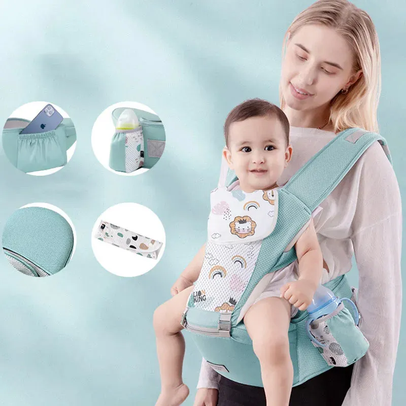 Clever Ergonomic Baby Carrier – 9-in-1 Hip seat Backpack Wrap 🌿👜