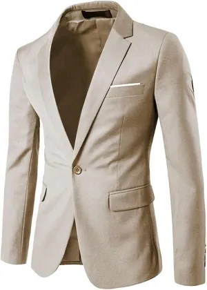 Cloudstyle Men's Suit Jacket One Button Slim Fit Sport Coat Business Daily Blazer