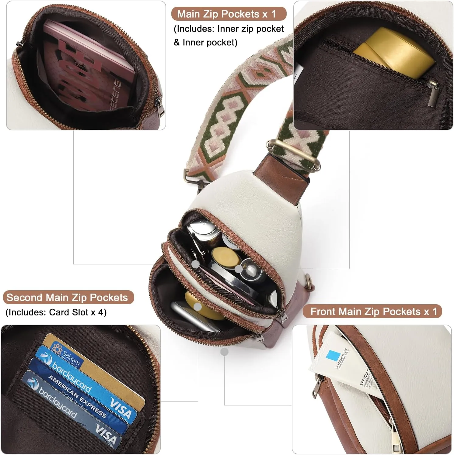 CLUCI Crossbody Bags for Women - Sling Backpack Travel Bag in Leather