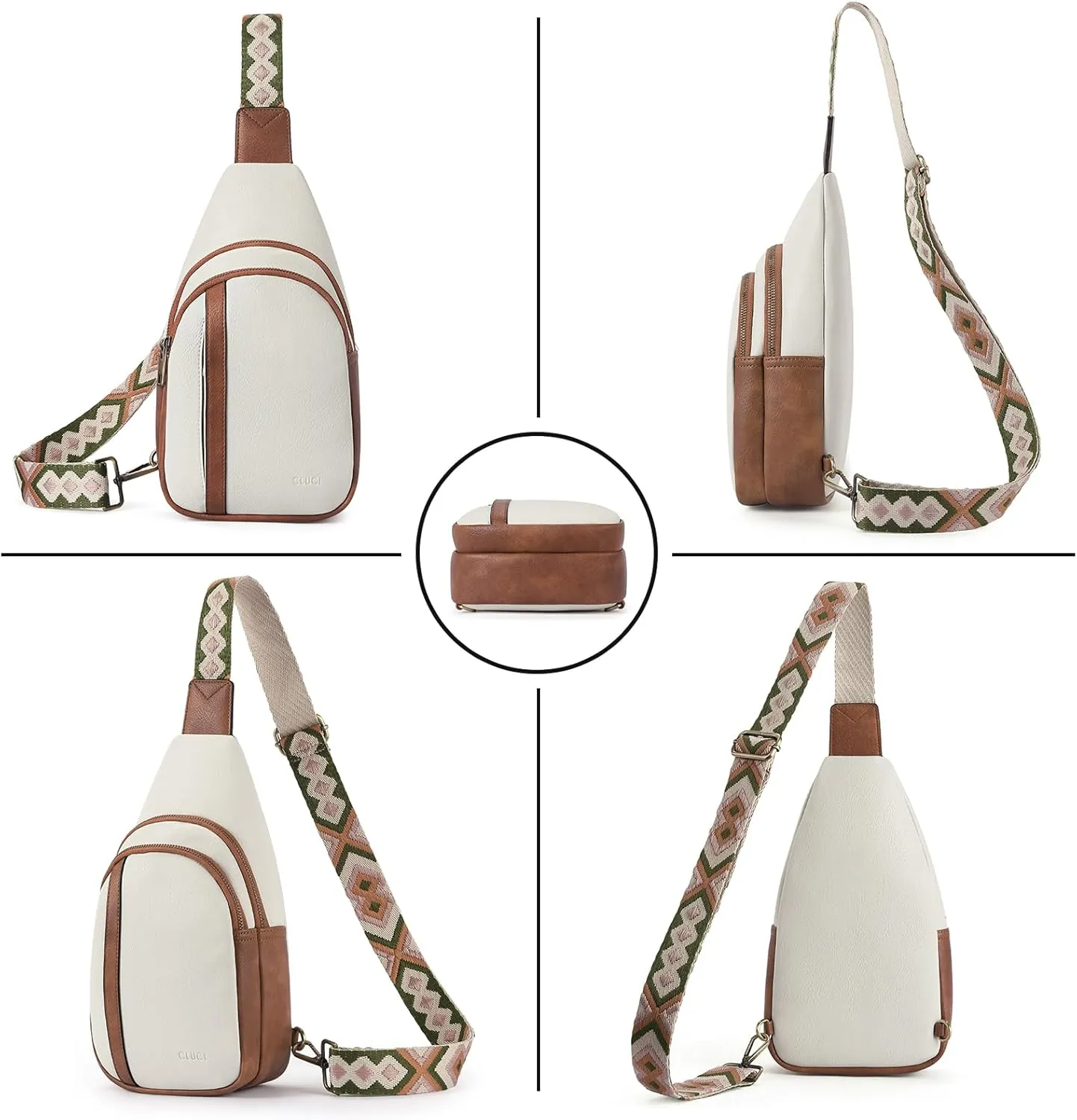 CLUCI Crossbody Bags for Women - Sling Backpack Travel Bag in Leather