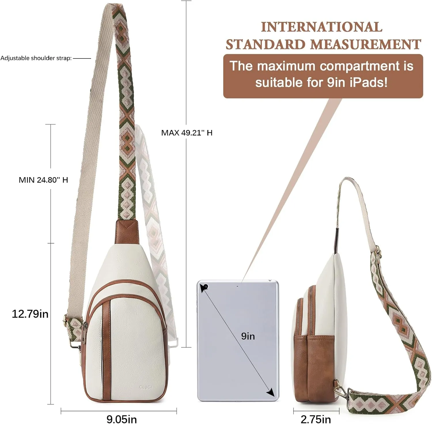 CLUCI Crossbody Bags for Women - Sling Backpack Travel Bag in Leather