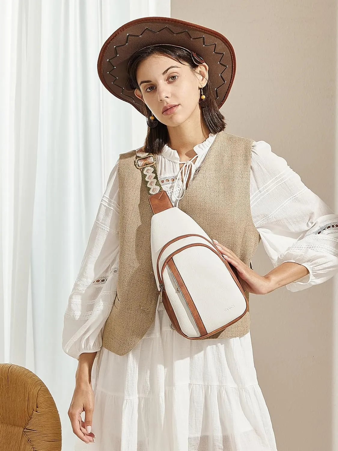 CLUCI Crossbody Bags for Women - Sling Backpack Travel Bag in Leather