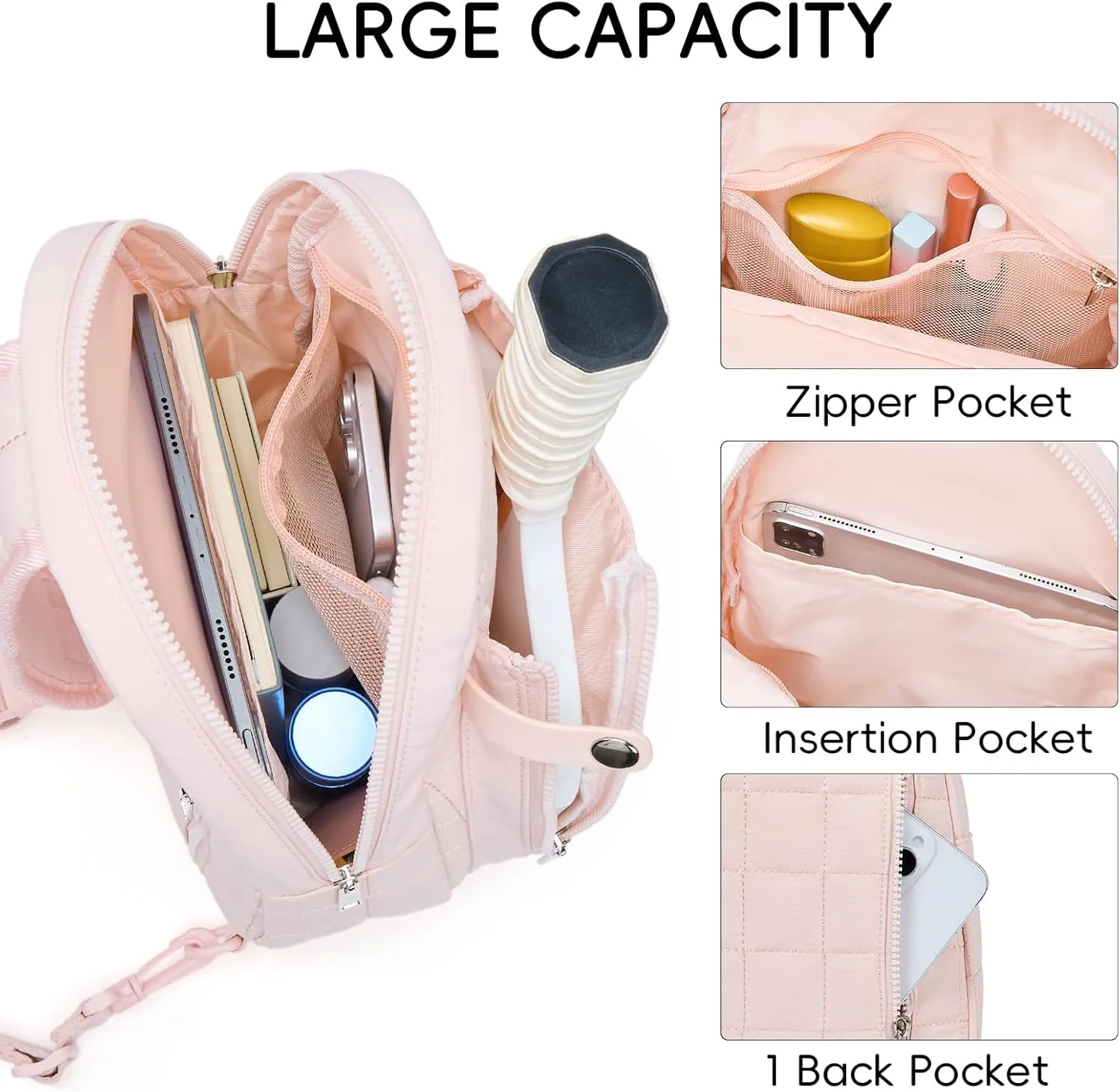 CLUCI Pickleball Bag for Women, Quilted Crossbody Bags for Women Men, Puffer Travel Sling Bag