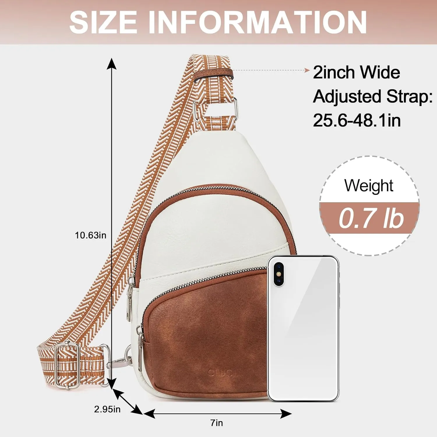 CLUCI Small Sling Bag for Women, Vegan Leather Fanny Pack Crossbody Bags for Women, Chest Bag With Guitar Strap