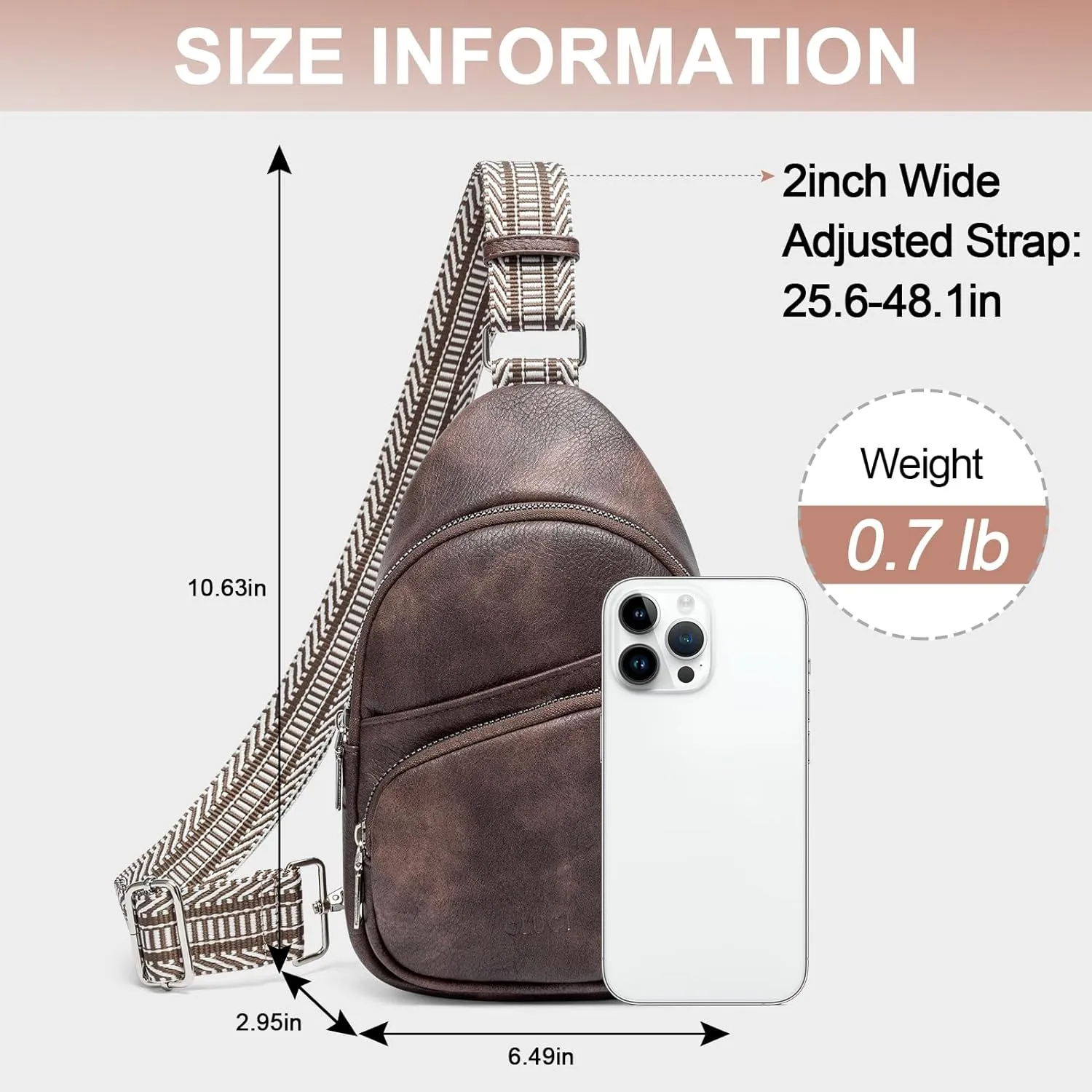 CLUCI Small Sling Bag for Women, Vegan Leather Fanny Pack Crossbody Bags for Women, Chest Bag With Guitar Strap