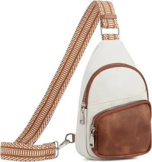 CLUCI Small Sling Bag for Women, Vegan Leather Fanny Pack Crossbody Bags for Women, Chest Bag With Guitar Strap