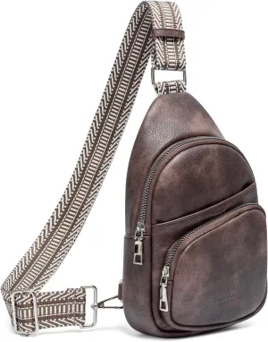 CLUCI Small Sling Bag for Women, Vegan Leather Fanny Pack Crossbody Bags for Women, Chest Bag With Guitar Strap