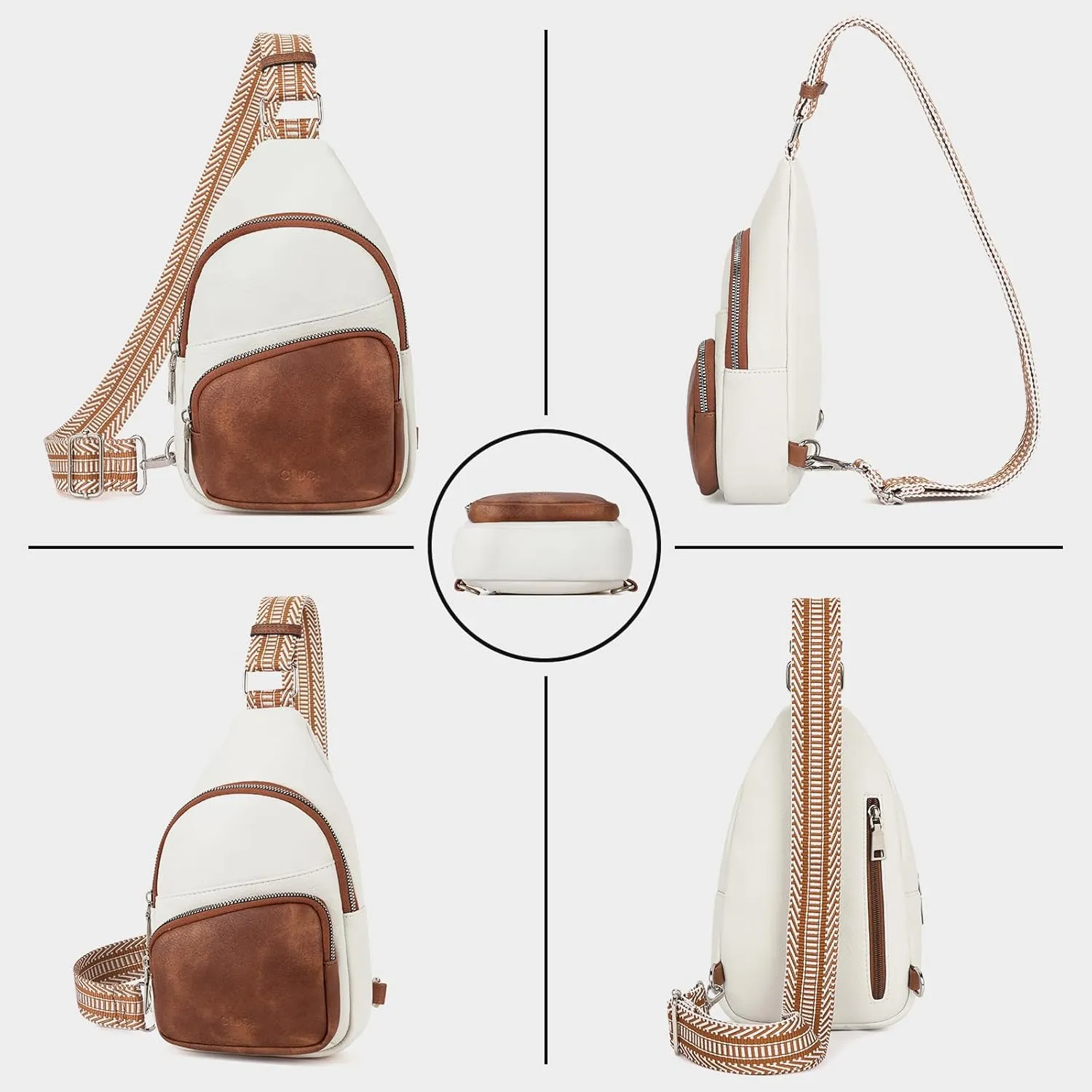 CLUCI Small Sling Bag for Women, Vegan Leather Fanny Pack Crossbody Bags for Women, Chest Bag With Guitar Strap