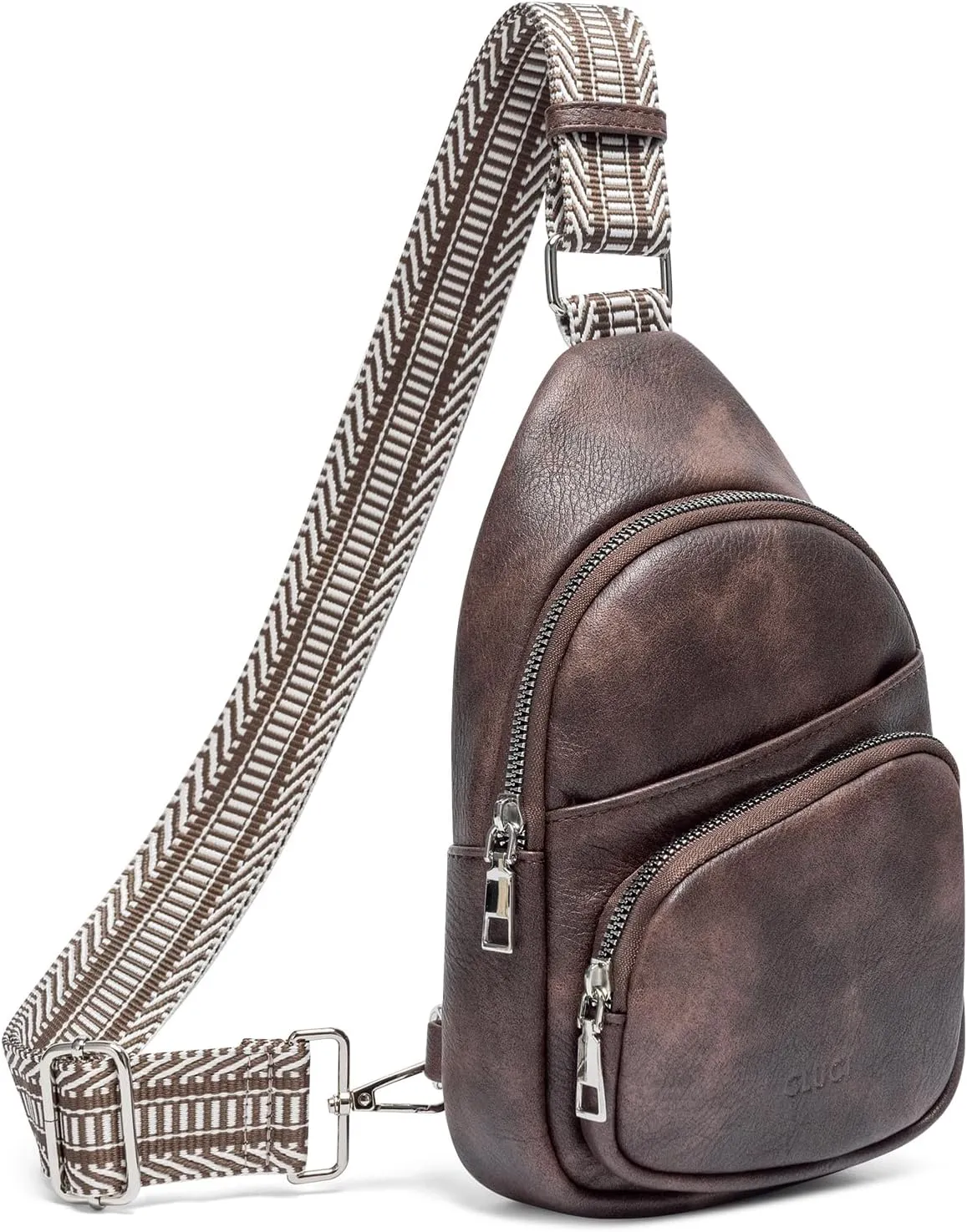 CLUCI Small Sling Bag for Women, Vegan Leather Fanny Pack Crossbody Bags for Women, Chest Bag With Guitar Strap