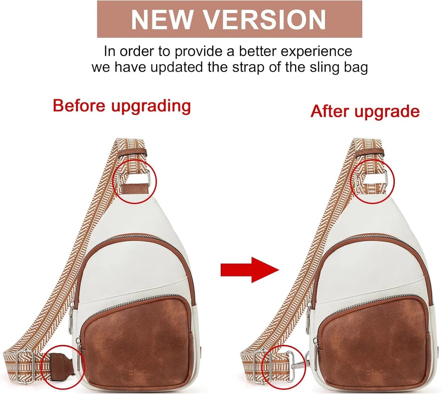 CLUCI Small Sling Bag for Women, Vegan Leather Fanny Pack Crossbody Bags for Women, Chest Bag With Guitar Strap