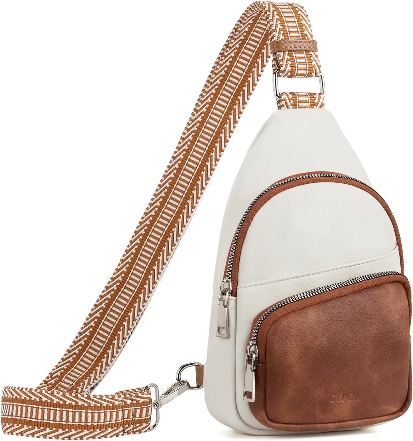 CLUCI Small Sling Bag for Women, Vegan Leather Fanny Pack Crossbody Bags for Women, Chest Bag With Guitar Strap