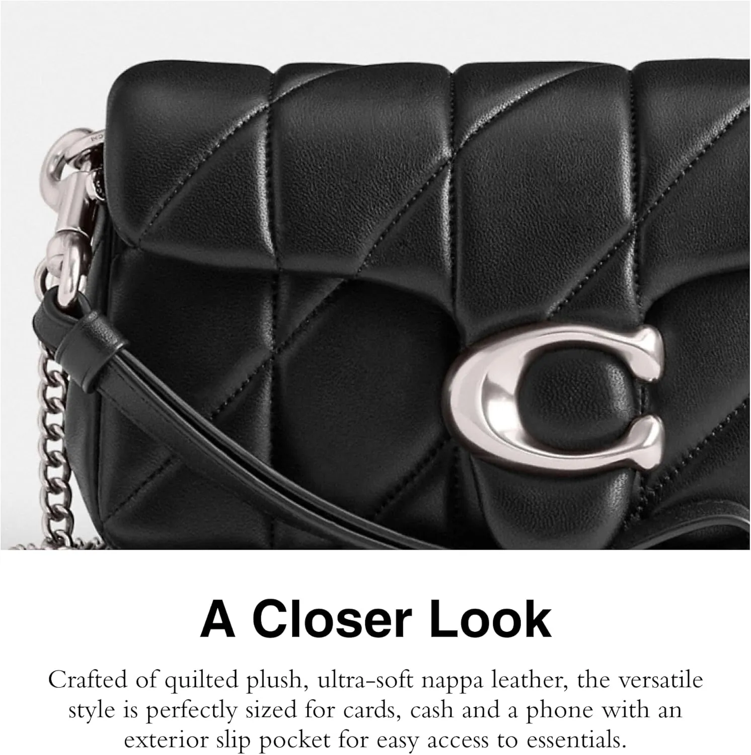 Coach Women's Quilted Pillow Leather Tabby Wristlet with Chain