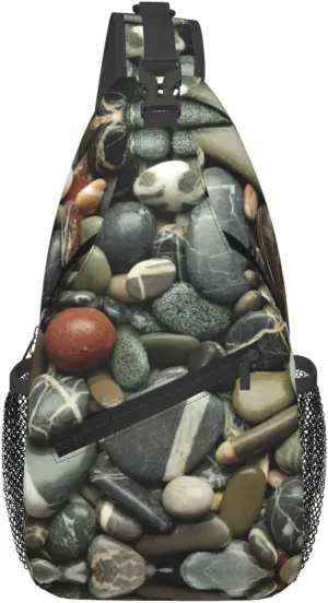 Cobble Print Sling Bag Crossbody Sling Backpack Cross Body Shoulder Bag Travel Hiking Daypack