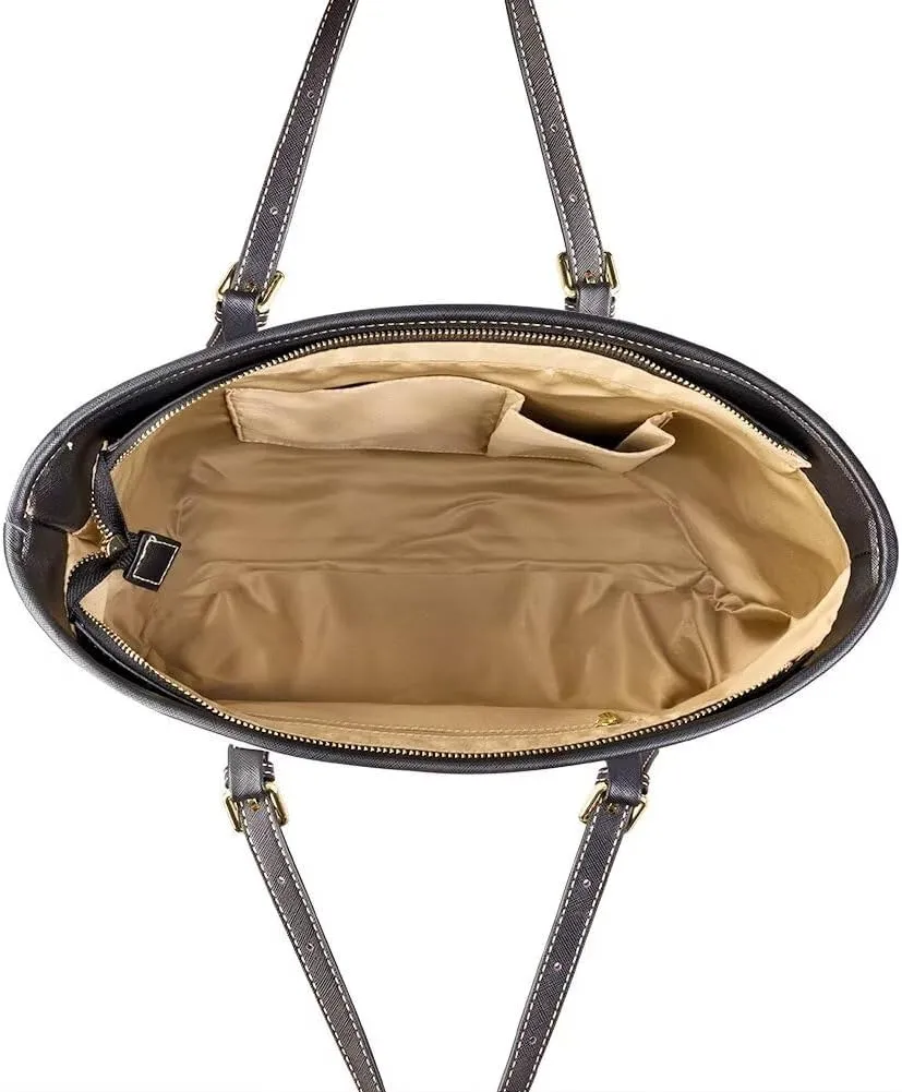 Coldinair Leather Tote Bag for Women with Zipper Large Shoulder Tote Bag Shopping Casual Travel Bag Handbag Purse