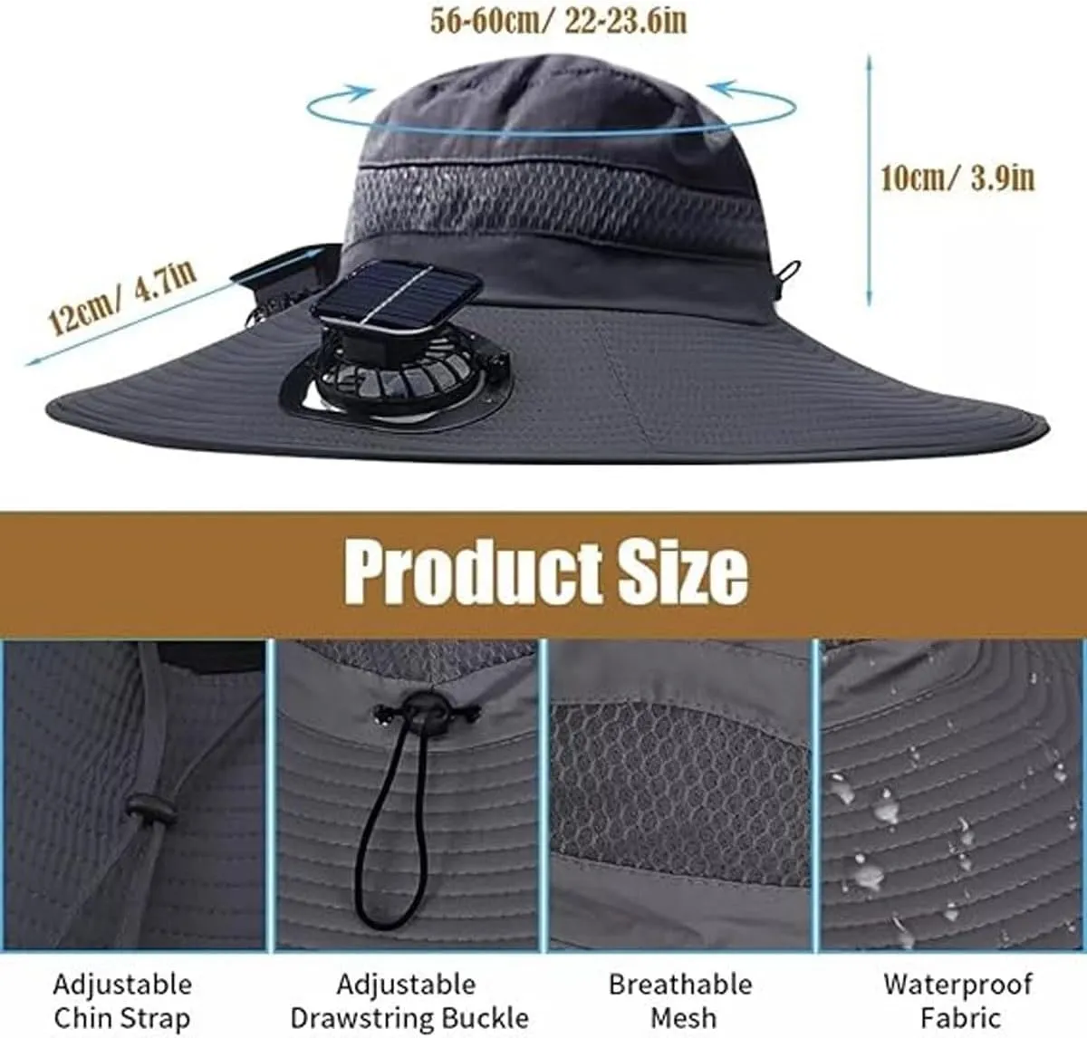 Colitt - Fishing Hat with Built in Fan, Colitt Fishing Hat, USB & Solar Powered Fans, Waterproof Removable