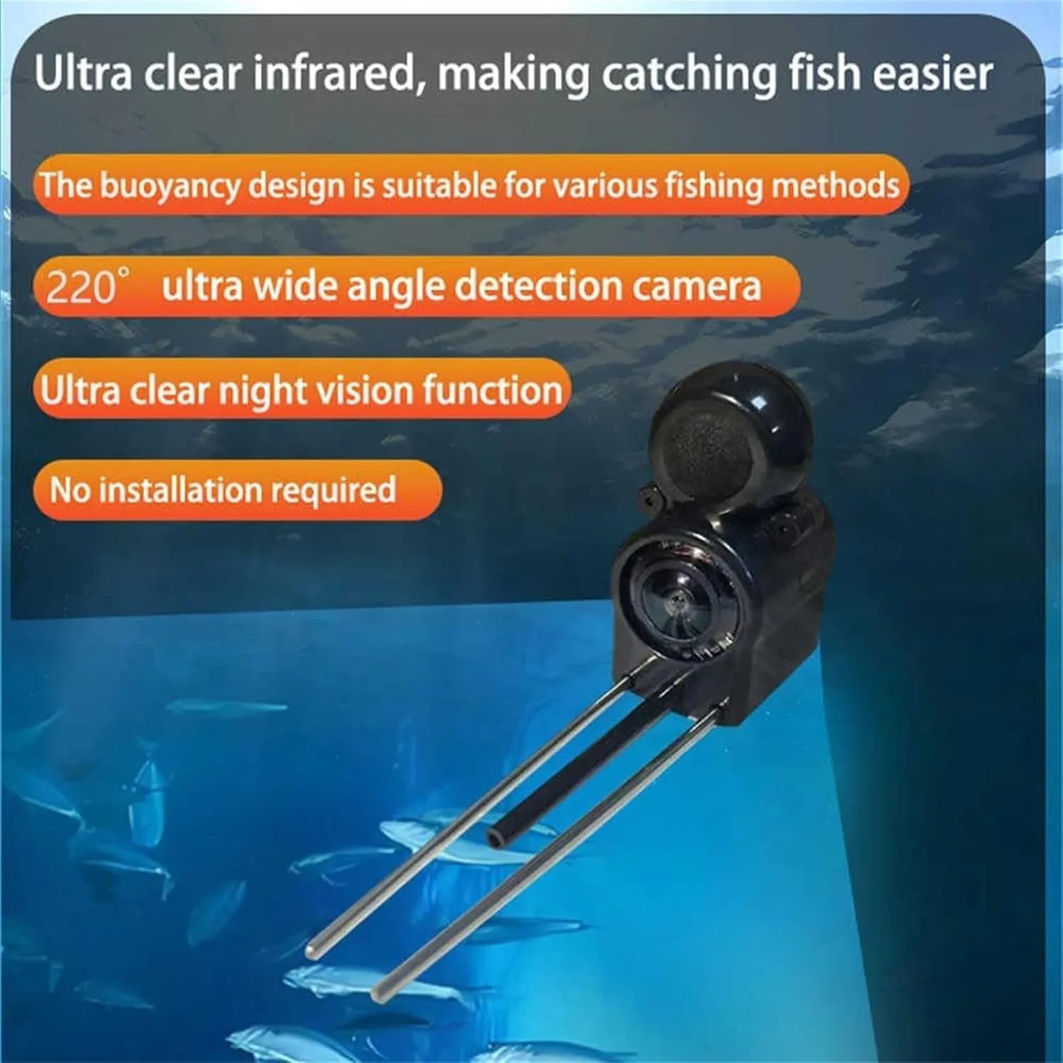 Colitt - Underwater Fishing Camera, Ice Fishing Camera with Night Vision Light, Fish Finder with 4.3inch IPS Display, 220° Wide Angle, for Lake, Boat, Ice Fishing
