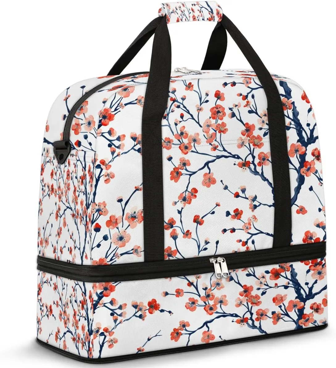 Colorful Flora Printing Beauty Travel Duffle Bag, Collapsible Travel Bag Sports Gym Bag With Shoes Compartment Weekender Bag Overnight Bag For Women Men