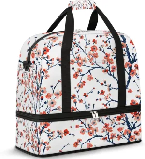Colorful Flora Printing Beauty Travel Duffle Bag, Collapsible Travel Bag Sports Gym Bag With Shoes Compartment Weekender Bag Overnight Bag For Women Men