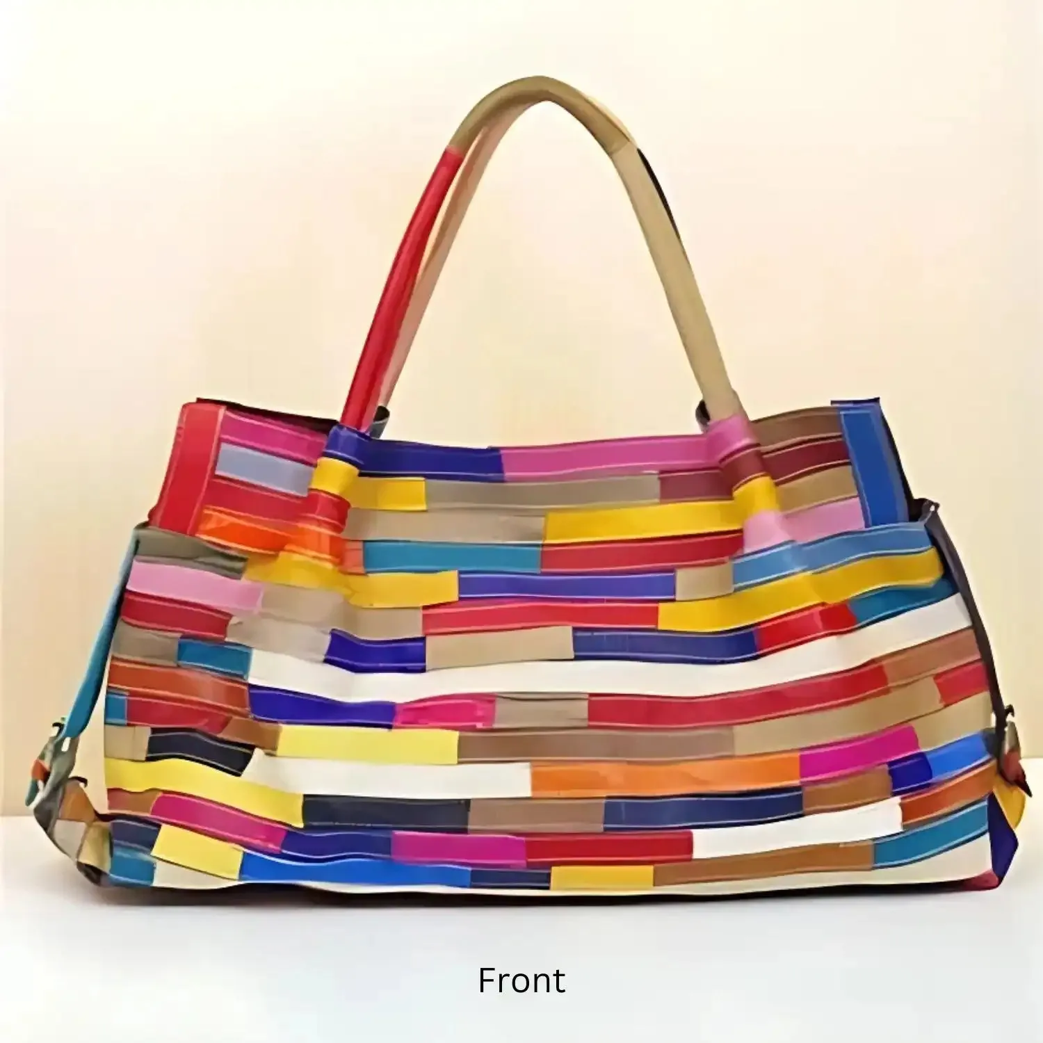 Colorful Patchwork Leather Tote Bag