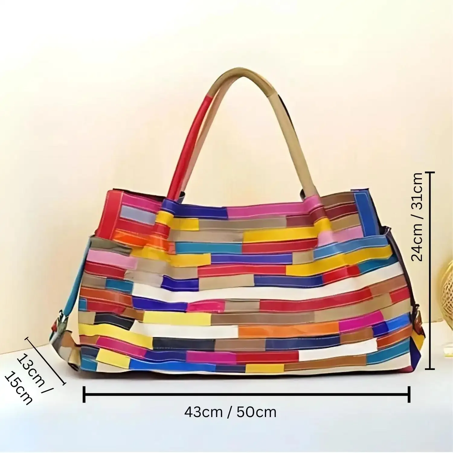 Colorful Patchwork Leather Tote Bag