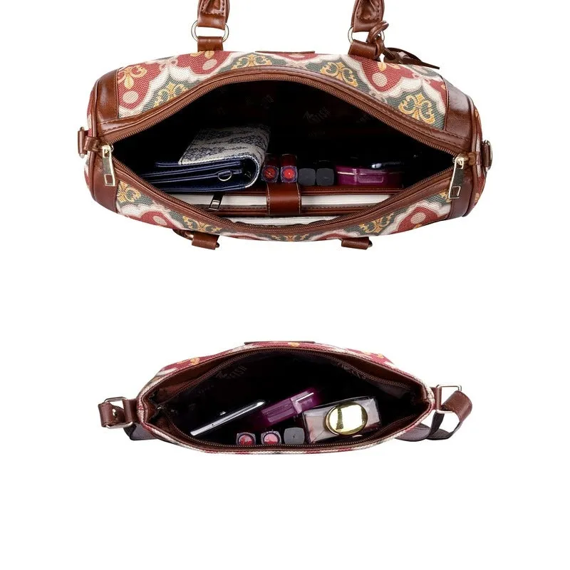 Combo: Lorna & Aahna Handbag & Crossbody Sling Bag - Lightweight, Durable | 16L | Pink-Rangoli Design