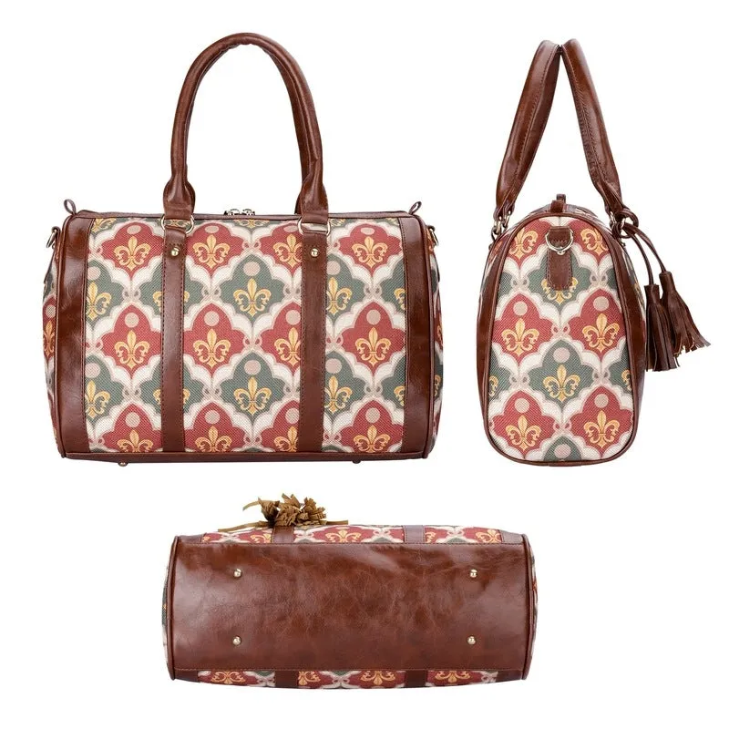 Combo: Lorna & Aahna Handbag & Crossbody Sling Bag - Lightweight, Durable | 16L | Pink-Rangoli Design