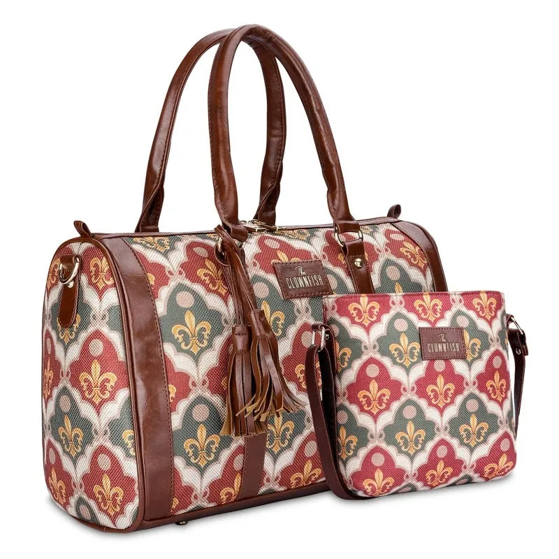 Combo: Lorna & Aahna Handbag & Crossbody Sling Bag - Lightweight, Durable | 16L | Pink-Rangoli Design